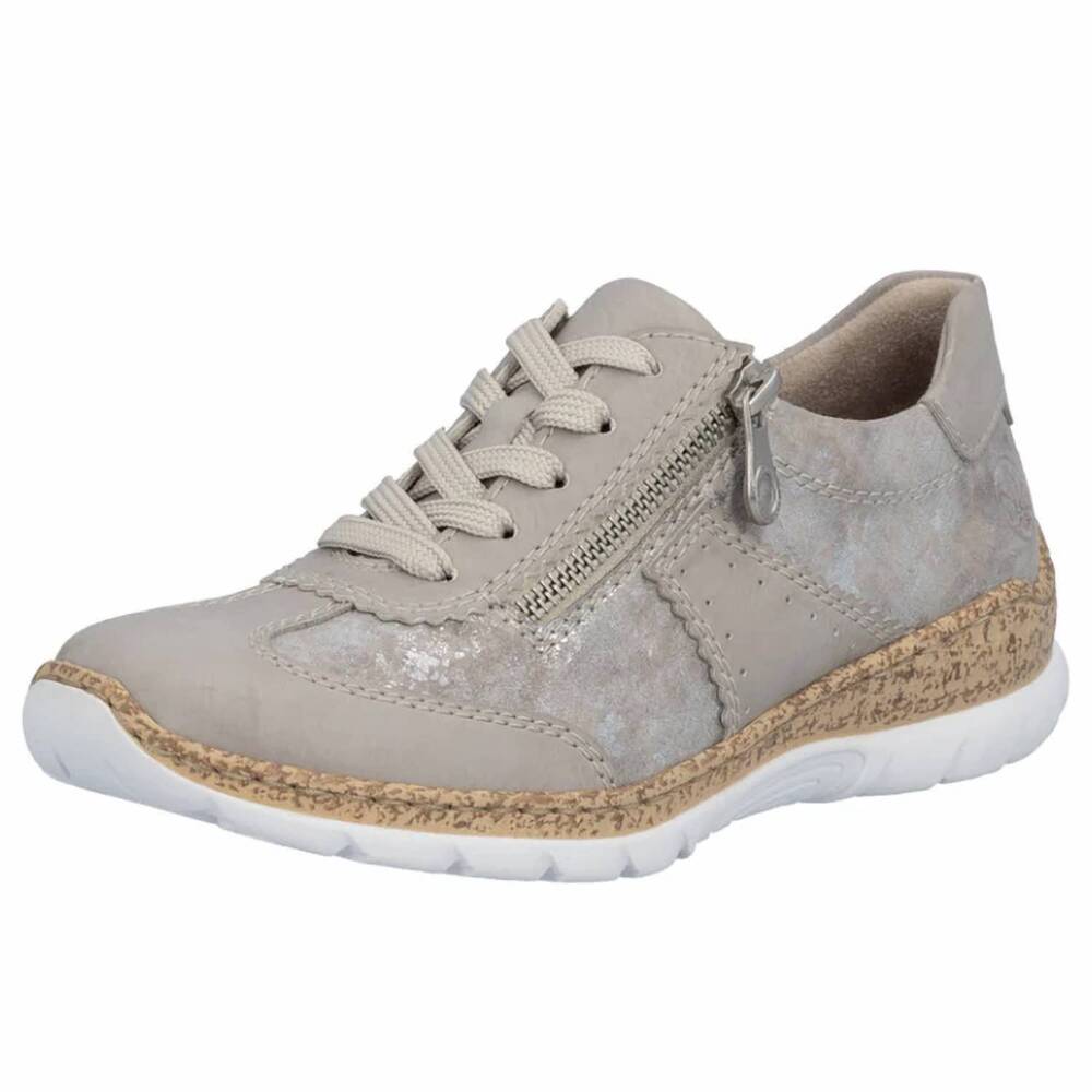 NEW RIEKER women's nikita sneakers in ice/rose-metallic